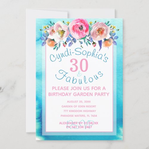 30th Birthday High Tea Garden Party Invitation