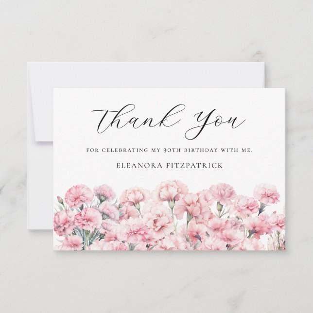 30th Birthday Holly January Birth Flower Custom Thank You Card (Front)