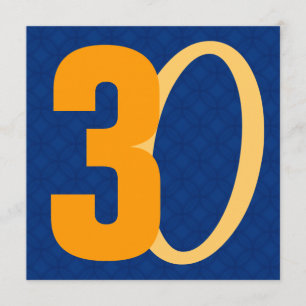 30th Birthday Huge Numbers Blue and Gold W951 Invitation