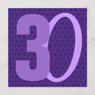 30th Birthday Huge Numbers Purple W956 Invitation