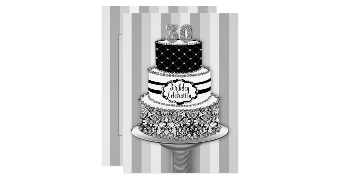 30th Birthday Invitation 3 Tier Cake Invitation Zazzle Com