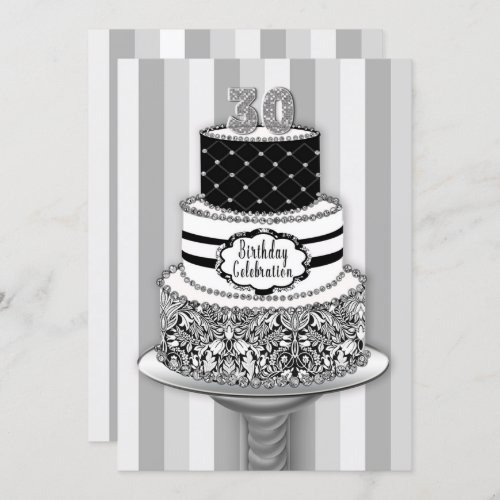 30th Birthday Invitation 3_Tier Cake Invitation