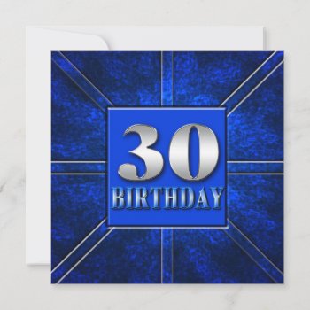 30th Birthday Invitation - Blue/silver by TrudyWilkerson at Zazzle