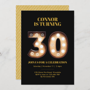 30th birthday invitation bright lights