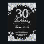 30th Birthday Invitation Chalkboard Silver Diamond<br><div class="desc">30th Birthday Invitation. Silver Rhinestone Diamond Chalkboard Background. Elegant Birthday Bash invite. Black and White. Adult Birthday. Women Birthday. Men Birthday. For further customization,  please click the "Customize it" button and use our design tool to modify this template.</div>