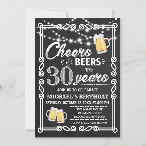 30th Birthday Invitation  Cheers and Beers