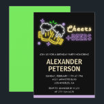 30th birthday invitation Cheers Beer Men Neon Glow<br><div class="desc">30th birthday invitation Cheers Beer Men Neon Glow</div>