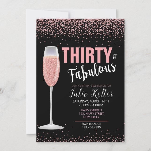 30th Birthday Invitation. Confetti Invite. Any Age Invitation (Front)