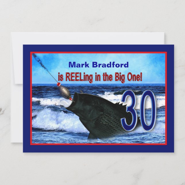 30TH Birthday - Invitation/ Fishing/Reeling In Invitation (Front)