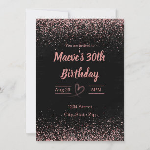 30th Birthday Invitation – Glitter Confetti Pink