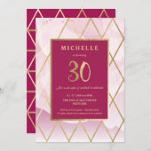 30th Birthday Invitation - Gold, Elegant, Trendy (Front/Back)