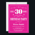 30th Birthday Invitation Hot Pink and White<br><div class="desc">30th Birthday Invitation Hot Pink and White Typography. Hot Pink and White Background. Adult Birthday. Male Men or Women Birthday. Kids Boy or Girl Lady Teen Teenage Bday Invite. 13th 15th 16th 18th 20th 21st 30th 40th 50th 60th 70th 80th 90th 100th. Any Age. For further customization, please click the...</div>