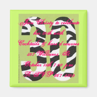 30th birthday invitation magnet