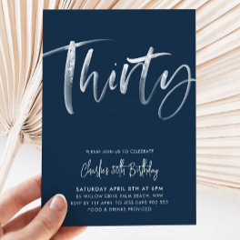 30th Birthday Invitation Mens Modern Navy Thirty