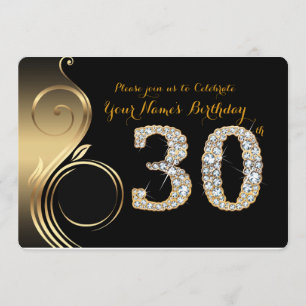 30th,Birthday Invitation,Number Diamond,Photo Invitation