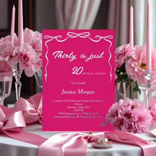 30th Birthday Invitation Pink & Silver Editable Foil Invitation
