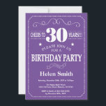 30th Birthday Invitation Purple and White<br><div class="desc">30th Birthday Invitation Purple and White Typography. Purple and White Background. Adult Birthday. Male Men or Women Birthday. Kids Boy or Girl Lady Teen Teenage Bday Invite. 13th 15th 16th 18th 20th 21st 30th 40th 50th 60th 70th 80th 90th 100th. Any Age. For further customization, please click the "Customize it"...</div>
