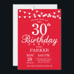 30th Birthday Invitation Red<br><div class="desc">30th Birthday Invitation with String Lights. Red Background. 13th 15th 16th 18th 20th 21st 30th 40th 50th 60th 70th 80th 90th 100th,  Any age. For further customization,  please click the "Customize it" button and use our design tool to modify this template.</div>