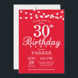 30th Birthday Invitation Red<br><div class="desc">30th Birthday Invitation with String Lights. Red Background. 13th 15th 16th 18th 20th 21st 30th 40th 50th 60th 70th 80th 90th 100th,  Any age. For further customization,  please click the "Customize it" button and use our design tool to modify this template.</div>