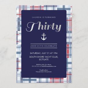 30th Birthday Invitation - Thirty, Nautical Summer