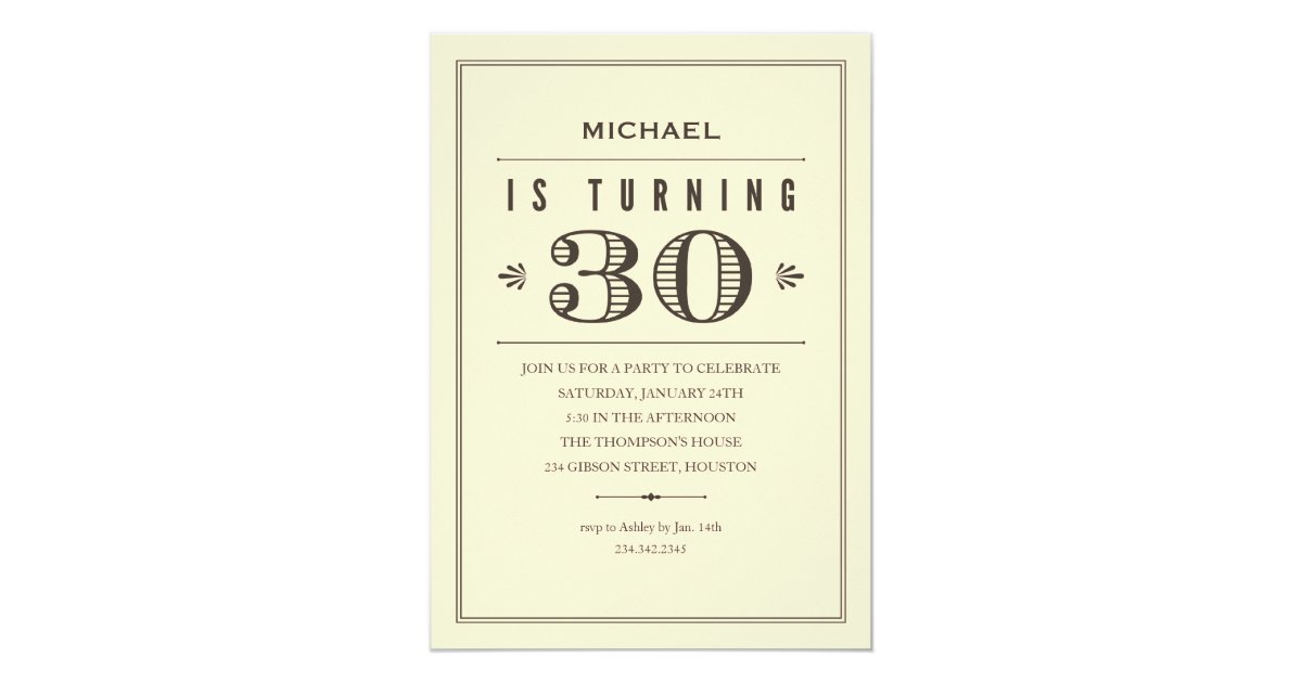 30th Birthday Invitations For Men Zazzle Com