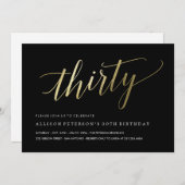 30th Birthday Invitations -  Formal Faux Gold (Front/Back)