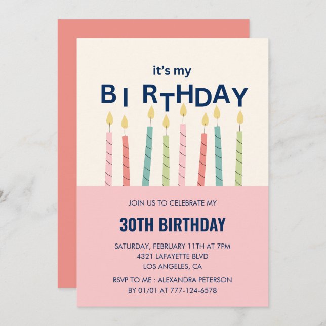 30th birthday invitations Funny Birthday Candle (Front/Back)