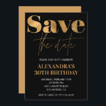 30th birthday invitations Save the date Black Gold<br><div class="desc">30th birthday invitations Save the date Black Gold</div>