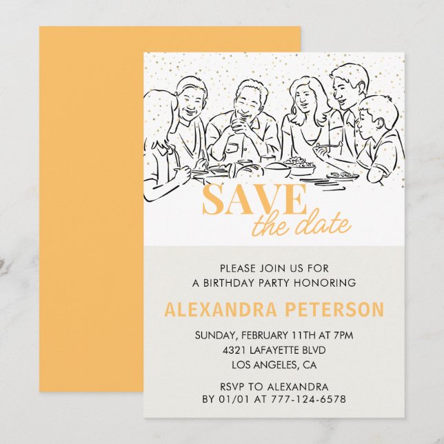 30th birthday invitations Save the date Dinner (Front/Back)