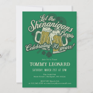 30th Birthday Irish St.Patrick's Day Beer Invitation