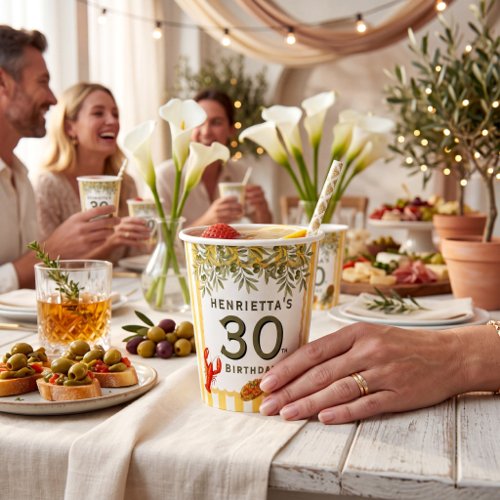 30th Birthday Italian Feast Olive Branch Paper Cup