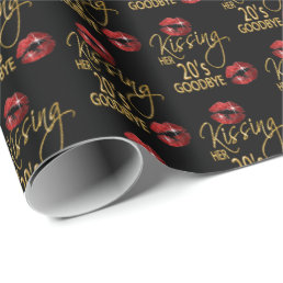 30th Birthday - Kissing Her 20&#39;s Goodbye - Red Wrapping Paper
