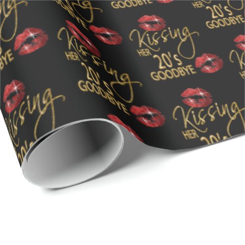 30th Birthday _ Kissing Her 20s Goodbye _ Red Wrapping Paper