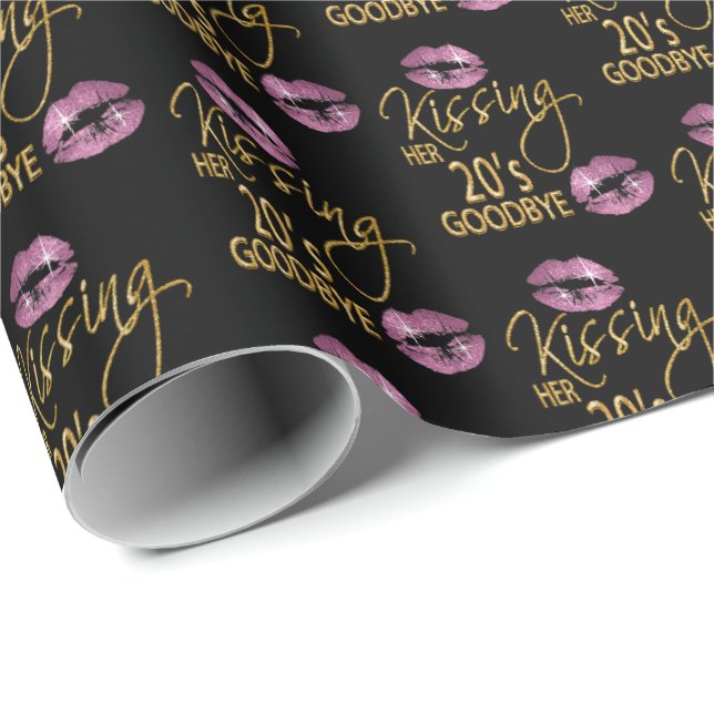 30th Birthday - Kissing Her 20's Goodbye Wrapping Paper (Roll Corner)