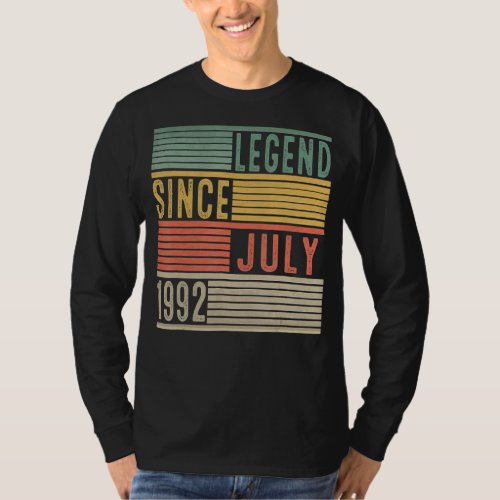 30th Birthday  Legend Since July 1992 30 Years Old T_Shirt
