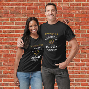 30th Birthday Legendary Black Gold Retro T-Shirt