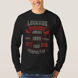 30th Birthday Legends were born in January 1993 T-Shirt