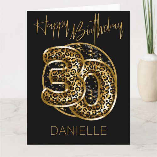 30th Birthday Leopard Print Gold Foil Balloons