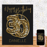 30th Birthday Leopard Print Gold Foil Balloons Card<br><div class="desc">Personalized 30th birthday card with animal print foil balloons in black and gold. The trendy leopard print balloons are framed with black and gold confetti and Happy Birthday is hand lettered in gold. The template is ready for you to personalize the front of the card and add a message inside...</div>