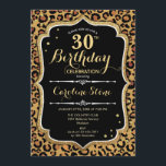 30th Birthday - Leopard Print Invitation<br><div class="desc">30th Birthday Invitation.
Elegant black white design with faux glitter gold. Features leopard cheetah animal print and script font. Perfect for an elegant birthday party. Can be personalized into any year! Message me if you need further customization.</div>