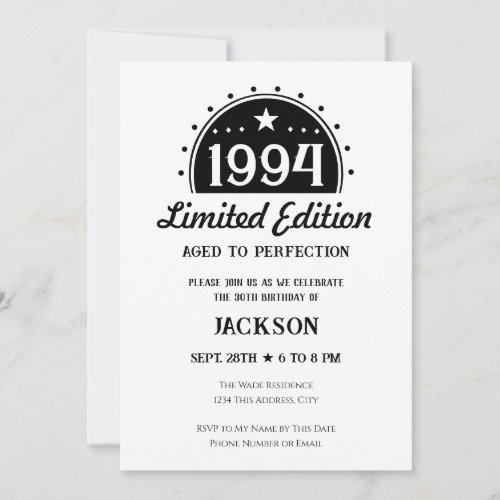 30th Birthday Limited Edition Invitation