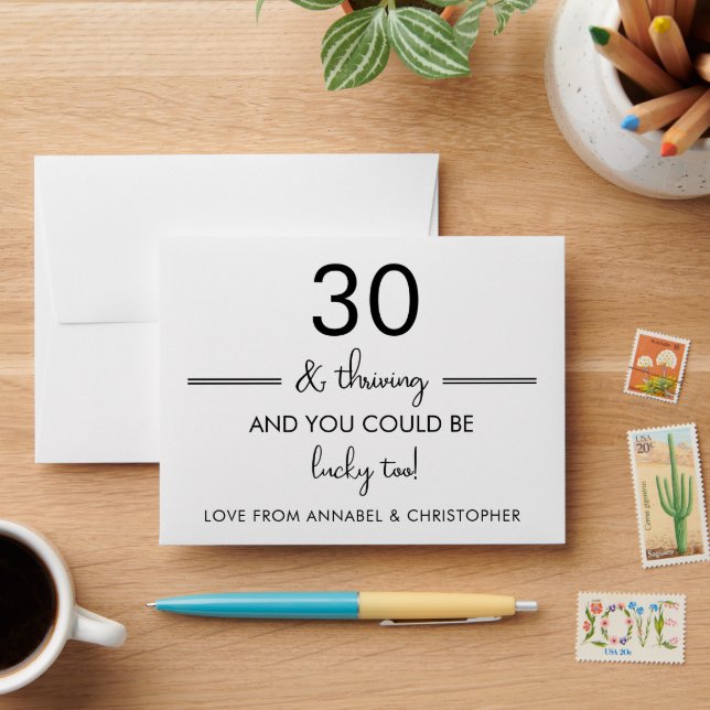 30th Birthday Lotto Envelope | 30 & Thriving — (Desk)