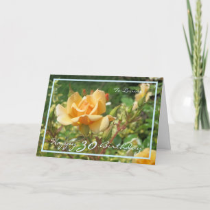 30th Birthday Louise Yellow Rose Modern Blue Frame Card