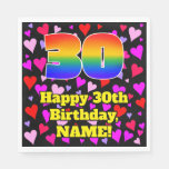 [ Thumbnail: 30th Birthday: Loving Hearts Pattern, Rainbow # 30 Napkins ]