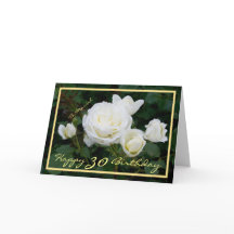 30th Birthday Mariah White Roses Modern Gold Frame