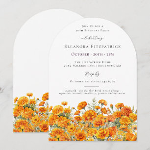 30th Birthday Marigold October Birth Flower Arch Invitation