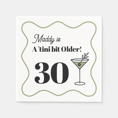 30th Birthday Martini_Themed Napkins Green