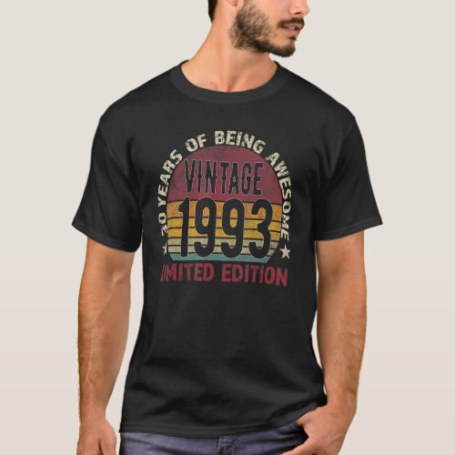 30th Birthday  Men Vintage 1993 30 Years Old Retro T_Shirt