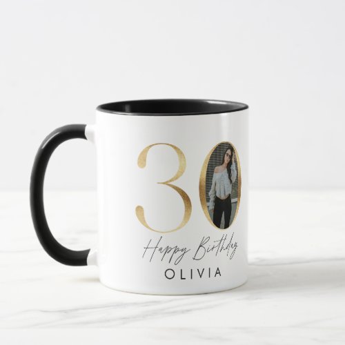 30th Birthday Modern Gold photo elegant stylish Mug