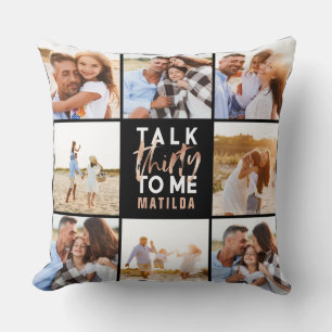 30th birthday modern multi photo pink girly throw  pillow